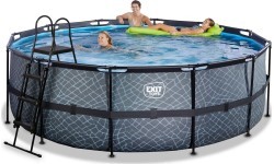 EXIT Stone pool ø427x122cm with filter pump and ladder - grey