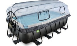 Бассейн EXIT Black Leather 400x200x100 см с песочным фильтр-насосом и куполом, чёрный