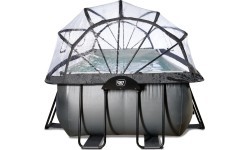 Бассейн EXIT Black Leather 400x200x100 см с песочным фильтр-насосом и куполом, чёрный