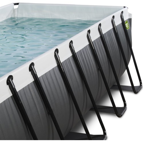 EXIT Black Leather pool 400x200x100cm with sand filter pump and dome - black