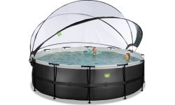 Бассейн EXIT Black Leather ø488x122 см с песочным фильтр-насосом и куполом, чёрный