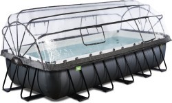 Бассейн EXIT Black Leather 540x250x100 см с песочным фильтр-насосом, куполом и тепловым насосом – чёрный
