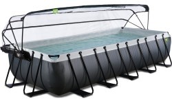 EXIT Black Leather pool 540x250x100cm with sand filter pump and dome and heat pump - black