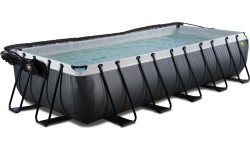 Бассейн EXIT Black Leather 540x250x100 см с песочным фильтр-насосом, куполом и тепловым насосом – чёрный