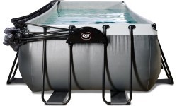 Бассейн EXIT Black Leather 540x250x100 см с песочным фильтр-насосом, куполом и тепловым насосом – чёрный