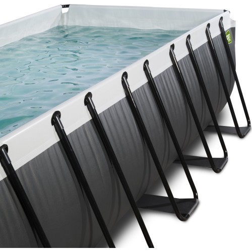 EXIT Black Leather pool 540x250x100cm with sand filter pump and dome and heat pump - black