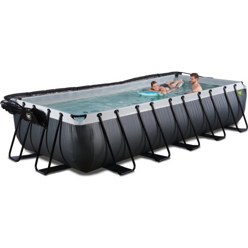 EXIT Black Leather pool 540x250x100cm with sand filter pump and dome and heat pump - black