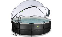 EXIT Black Leather pool ø450x122cm with sand filter pump and dome and heat pump - black