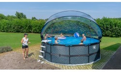 EXIT Black Leather pool ø450x122cm with sand filter pump and dome and heat pump - black