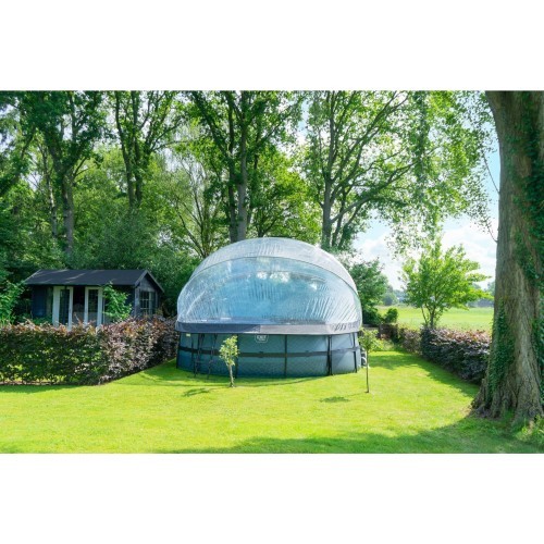 EXIT Black Leather pool ø488x122cm with sand filter pump and dome and heat pump - black