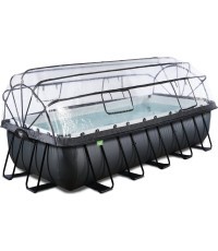 Бассейн EXIT Black Leather 540x250x122см с песочным фильтр-насосом, куполом и тепловым насосом – чёрный