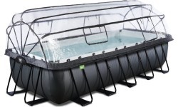 EXIT Black Leather pool 540x250x122cm with sand filter pump and dome and heat pump - black