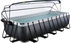 Baseinas EXIT Black Leather 540x250x122cm su smėlio filtru, kupolu ir šilumos siurbliu – juodas