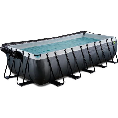 EXIT Black Leather pool 540x250x122cm with sand filter pump and dome and heat pump - black