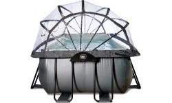EXIT Black Leather pool 540x250x122cm with sand filter pump and dome and heat pump - black