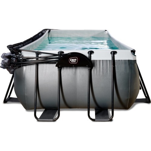 EXIT Black Leather pool 540x250x122cm with sand filter pump and dome and heat pump - black