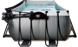 Baseinas EXIT Black Leather 540x250x122cm su smėlio filtru, kupolu ir šilumos siurbliu – juodas