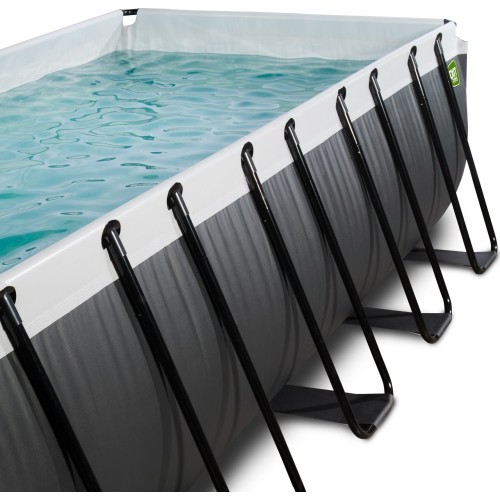EXIT Black Leather pool 540x250x122cm with sand filter pump and dome and heat pump - black