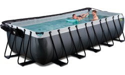 Бассейн EXIT Black Leather 540x250x122см с песочным фильтр-насосом, куполом и тепловым насосом – чёрный