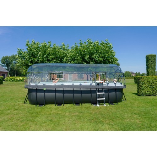 EXIT Black Leather pool 540x250x122cm with sand filter pump and dome and heat pump - black