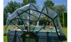 EXIT Black Leather pool 540x250x122cm with sand filter pump and dome and heat pump - black