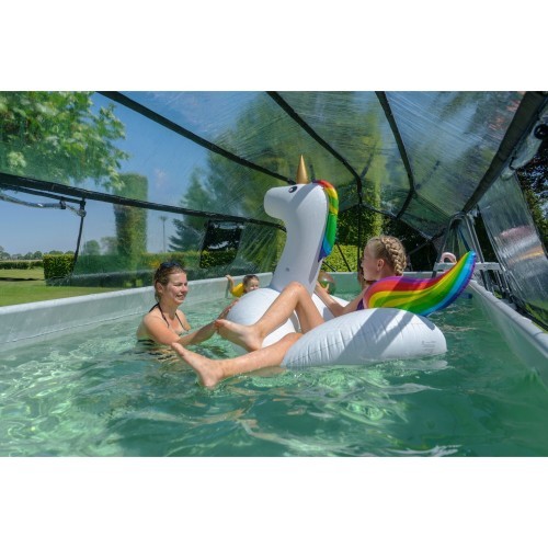 EXIT Black Leather pool 540x250x122cm with sand filter pump and dome and heat pump - black