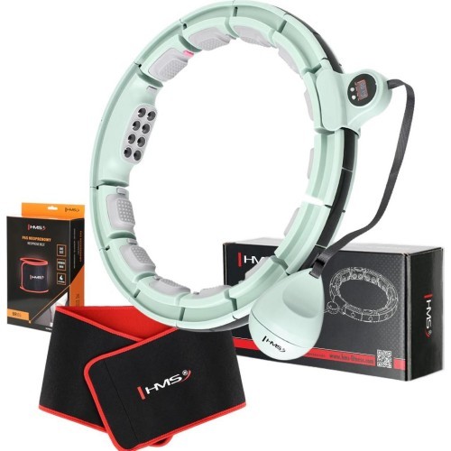 Магнитный обруч Hula Hoop HHM13 с утяжелителем, счётчиком HMS и поясом BR163, зелёный