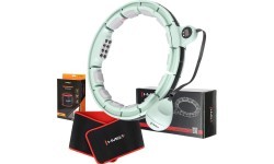 Магнитный обруч Hula Hoop HHM13 с утяжелителем, счётчиком HMS и поясом BR163, зелёный