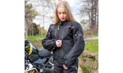 Moteriška motociklininkų striukė W-TEC Progair Lady - Juoda-fluo