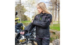 Женская мотоциклетная куртка W-TEC Progair Lady - Чёрный-флуо