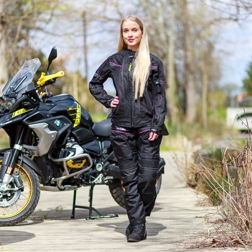 Moteriška motociklininkų striukė W-TEC Progair Lady - Juoda-fluo
