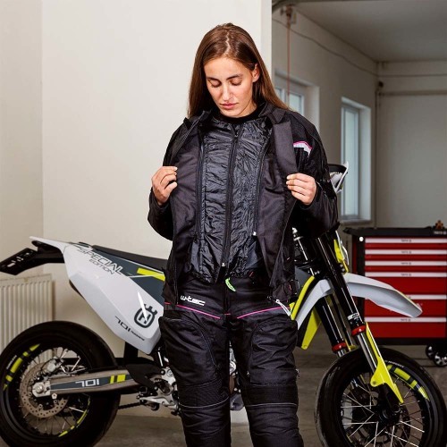 Moteriška motociklininkų striukė W-TEC Progair Lady - Juoda-fluo