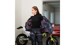 Moteriška motociklininkų striukė W-TEC Progair Lady - Juoda-fluo
