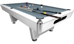 Billiard Table, Pool, Triumph Plus, 8 ft., Matt White, 8 ft., Club Cloth yellow green