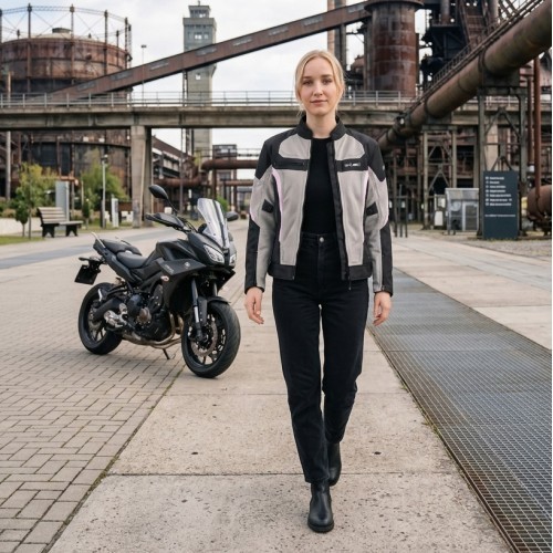 Women’s Summer Motorcycle Jacket W-TEC Mirelia - Black-Grey-Fluo