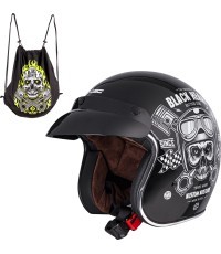 Motociklininko šalmas W-TEC Kustom Black Heart - Juoda