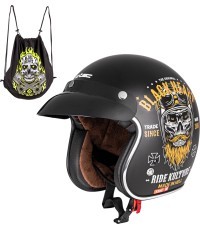 Мотоциклетный шлем W-TEC Kustom Black Heart - Ride Culture, Matte Black