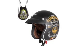 Motorcycle Helmet W-TEC Kustom Black Heart - Ride Culture, Matte Black