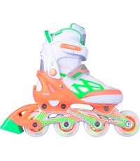 Worker Nubila adjustable roller skates with light-up wheels - Orange-Green-White