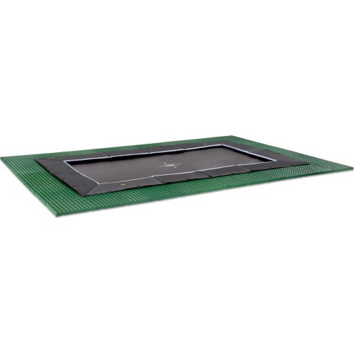 EXIT Dynamic ground level trampoline 244x427cm with Freezone safety tiles - black