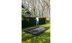 EXIT Dynamic ground level trampoline 244x427cm with Freezone safety tiles - black