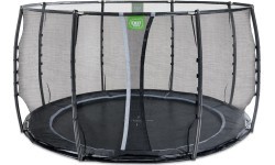 EXIT Dynamic ground level trampoline ø366cm with safety net - black