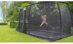 Грунтовый батут EXIT Dynamic 275x458 см с защитной сеткой, чёрный