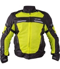 Vyriška vasarinė motociklininko striukė W-TEC Saigair - Fluorescencinė geltona-juoda
