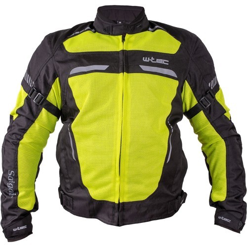 Vyriška vasarinė motociklininko striukė W-TEC Saigair - Fluorescencinė geltona-juoda