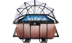 EXIT Wood pool 540x250x100cm with dome and sand filter and heat pump - brown