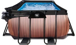EXIT Wood pool 540x250x100cm with dome and sand filter and heat pump - brown