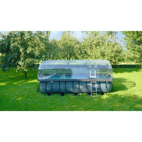 EXIT Wood pool 540x250x122cm with dome and sand filter and heat pump - brown