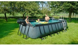 EXIT Wood pool 540x250x122cm with dome and sand filter and heat pump - brown
