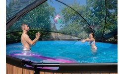 EXIT Wood pool ø450x122cm with dome and sand filter pump - brown